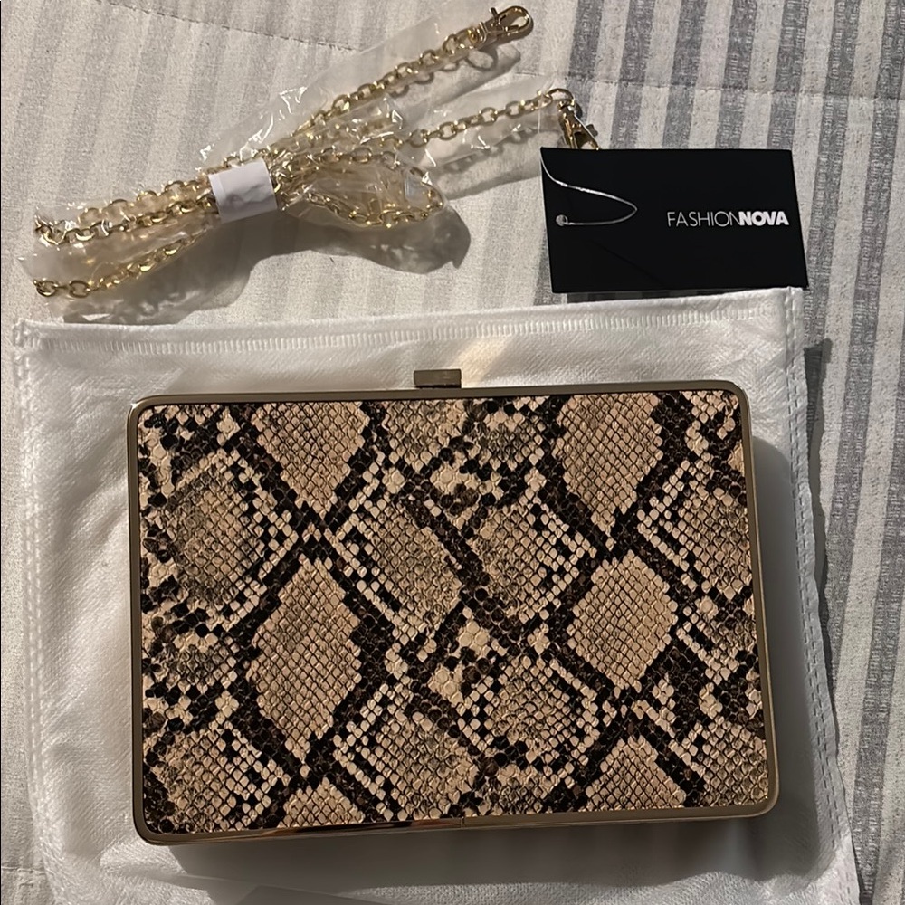 Snake Print Clutch Bag